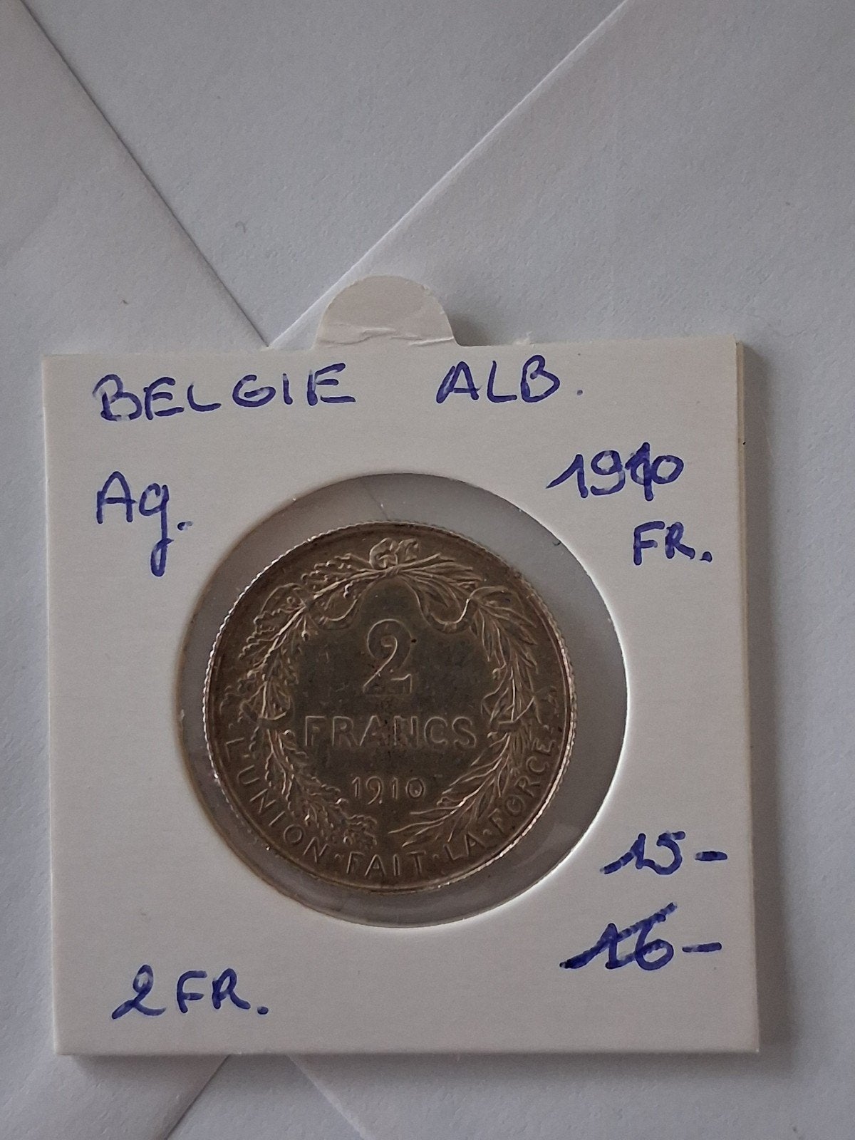Belgie 2 fr 1910 fr  AG, Ophalen of Verzenden