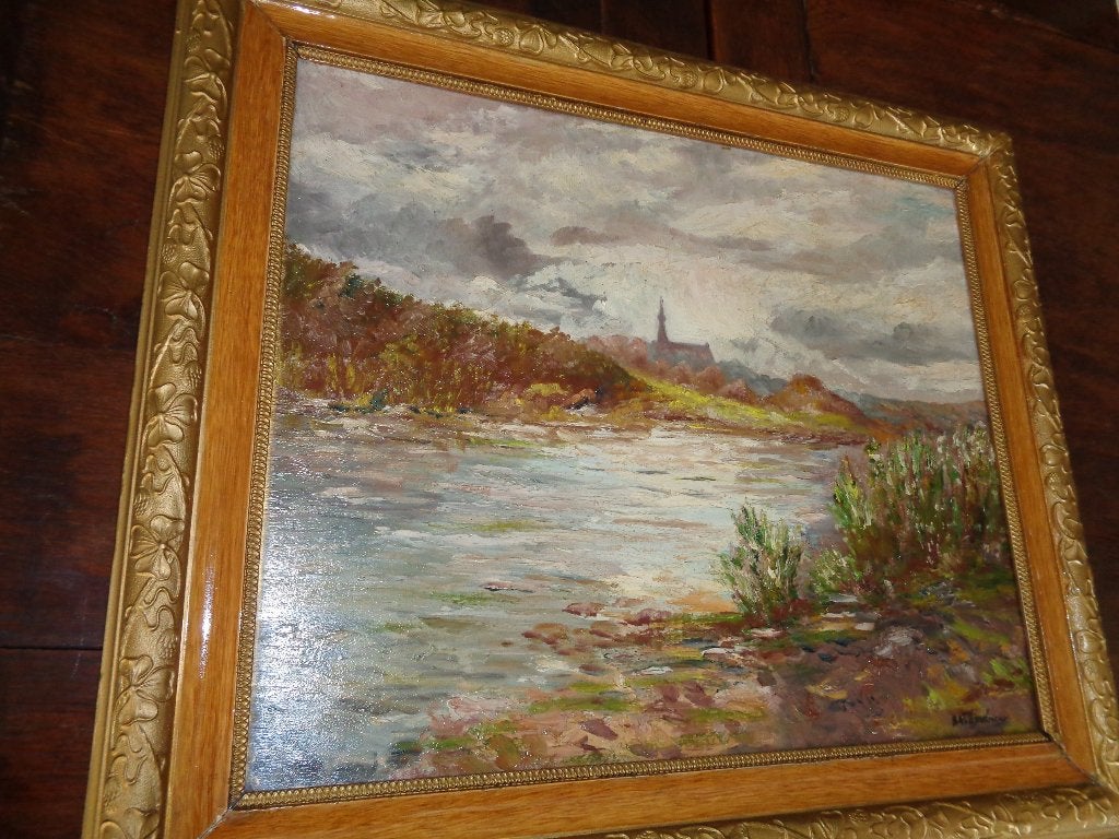 *Prachtig gesigneerd schilderij (19e eeuw) met mooie kader, Ophalen of Verzenden, Bijzondere lijst, Paneel