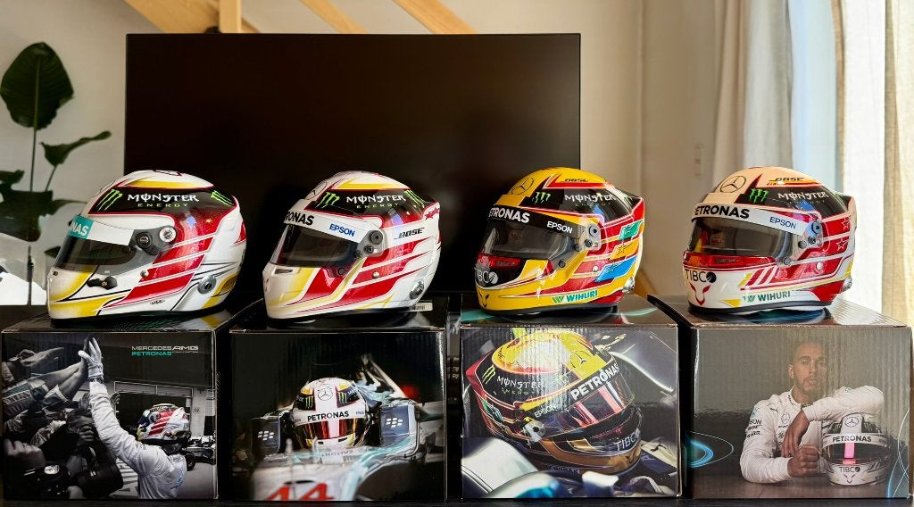 Lewis Hamilton 1:2 WC Helmet Collection 2014 2015 2017 2018, Enlèvement, Comme neuf, ForTwo