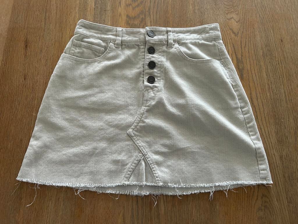 Ecru velours mini rok Pull & Bear maat S, Beige, Ophalen of Verzenden, Zo goed als nieuw, Maat 36 (S)