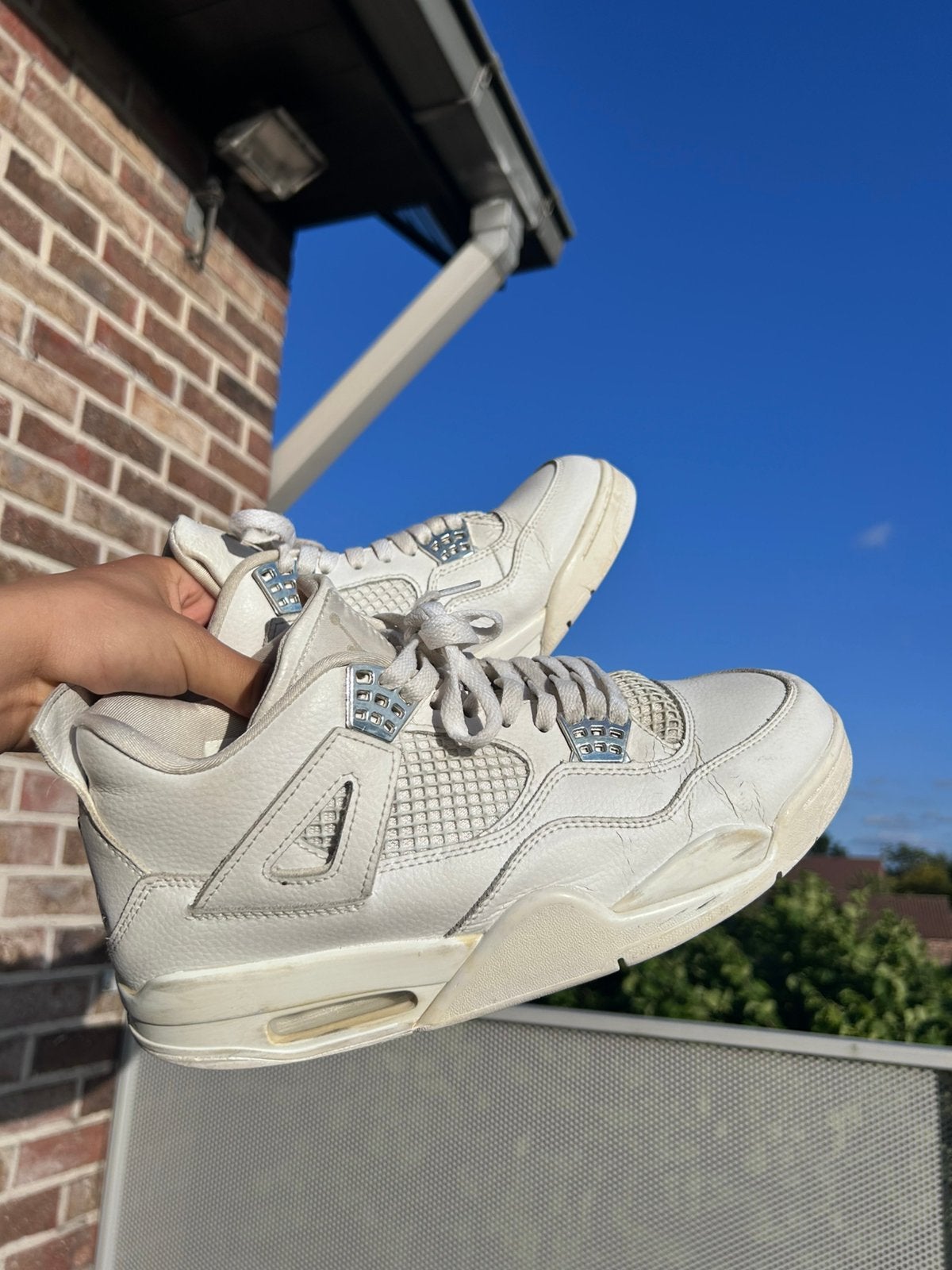 Air Jordan 4 RETRO SE « métallique », Enlèvement ou Envoi, Porté, Blanc, Baskets