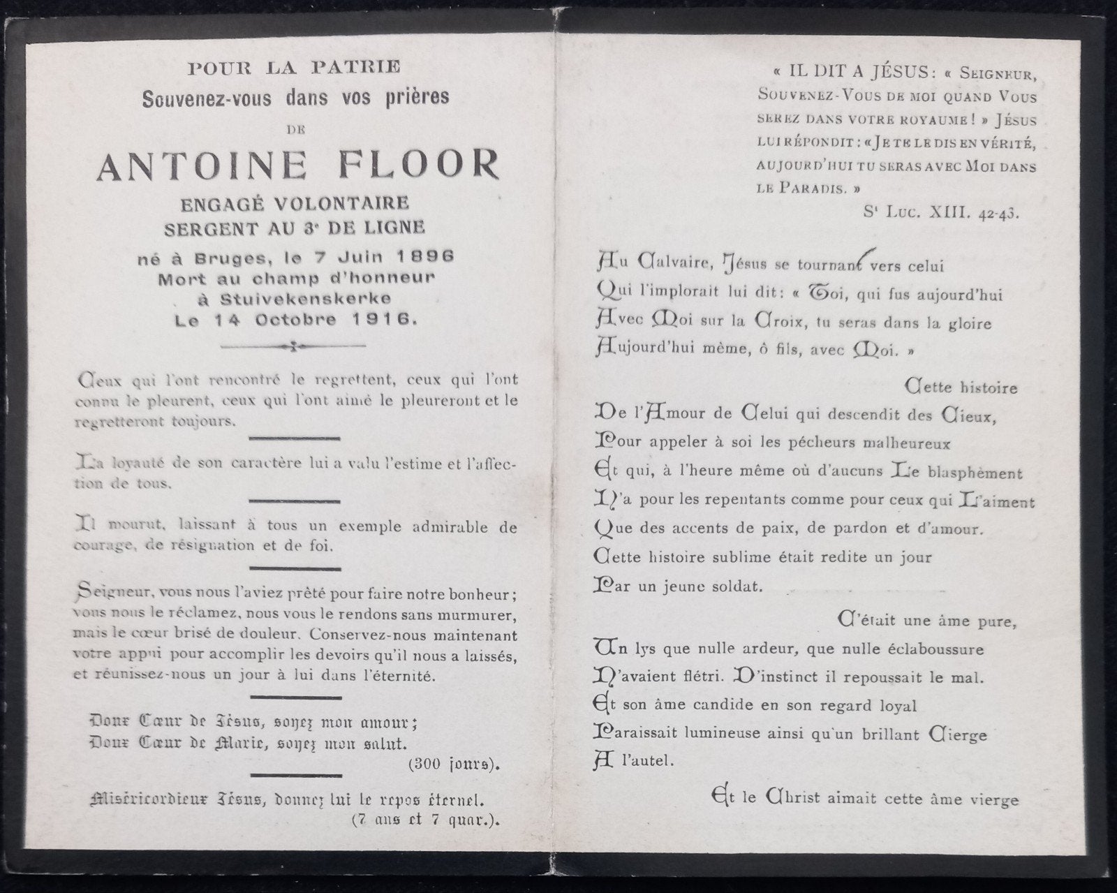 Carte de prière WW1, Collections, Images pieuses & Faire-part, Enlèvement ou Envoi