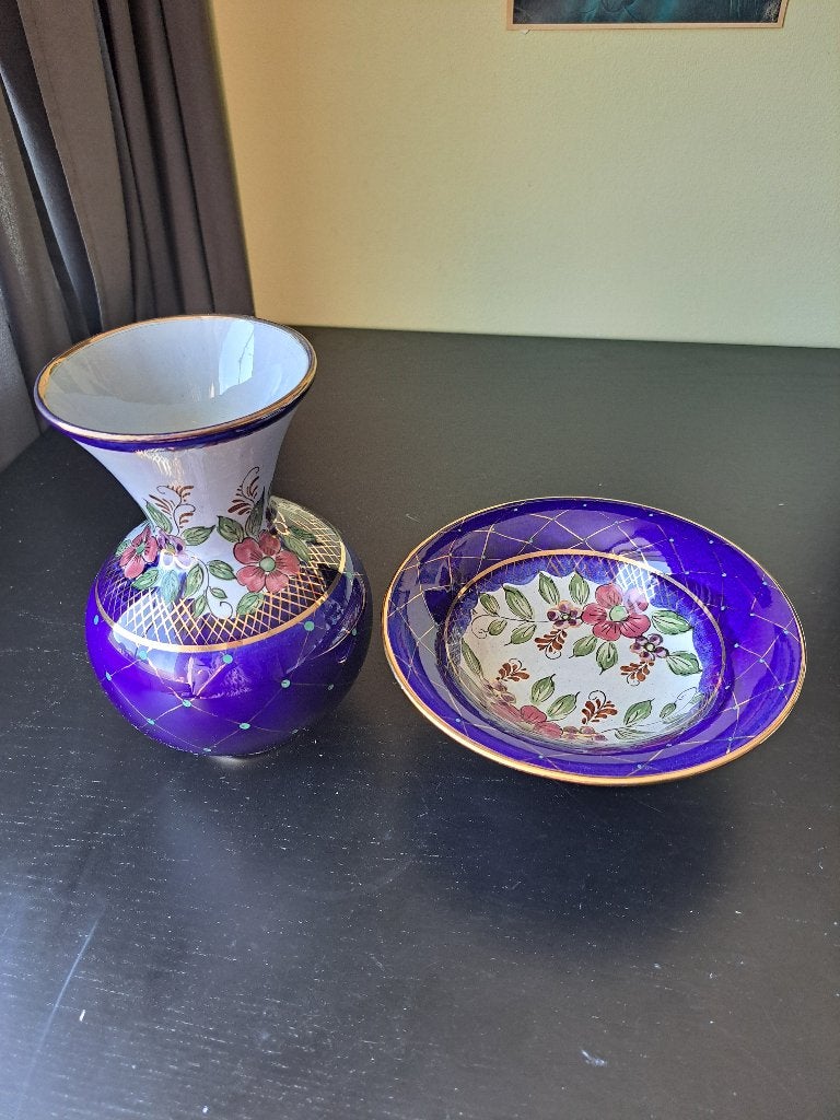 Set van  vazen Flora Gouda, Blauw, Natuurlijk materiaal, Ophalen of Verzenden, Zo goed als nieuw