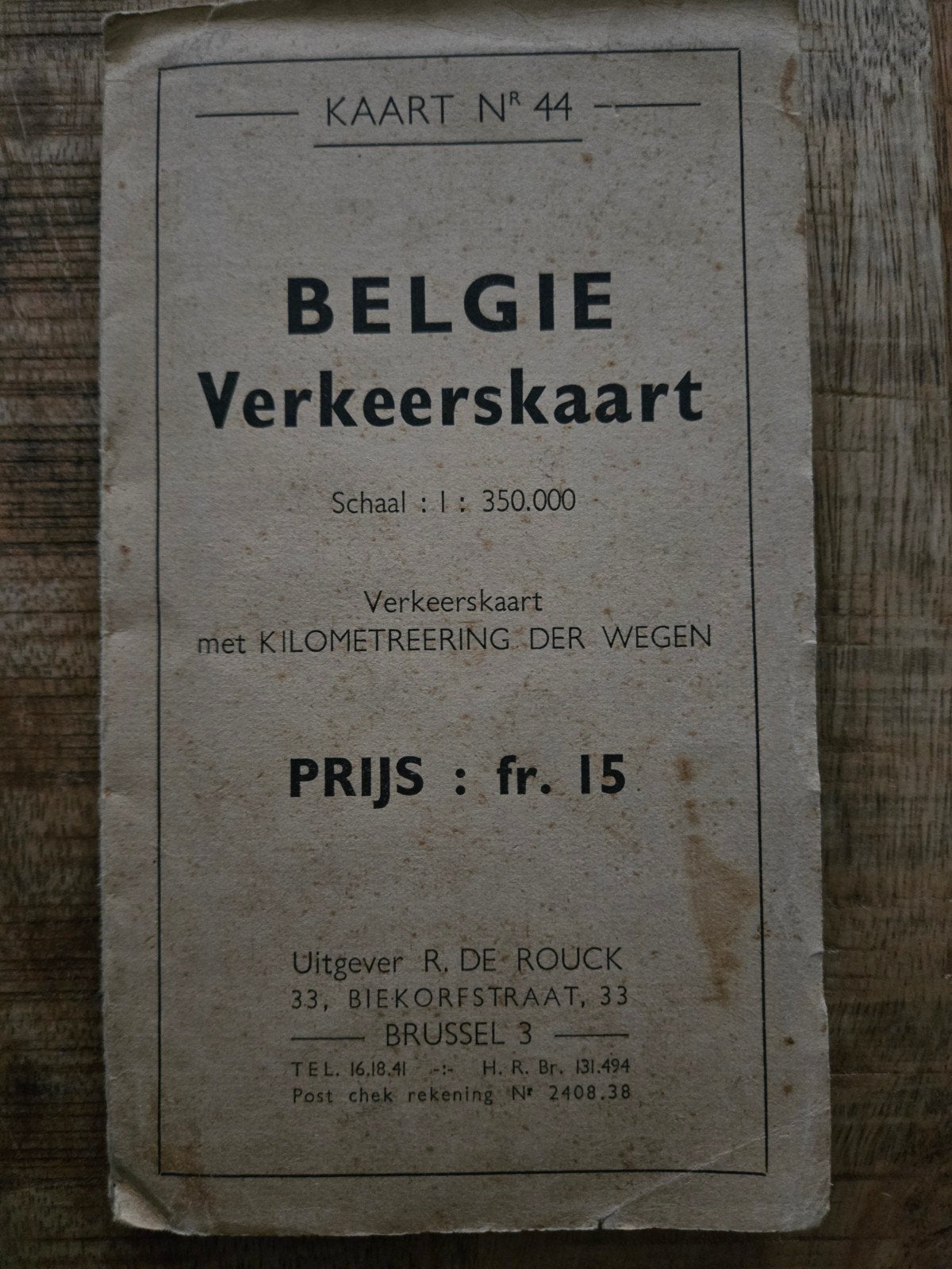 vintage verkeerskaart België, Boeken, Gelezen, De rouck, Ophalen of Verzenden, Landkaart