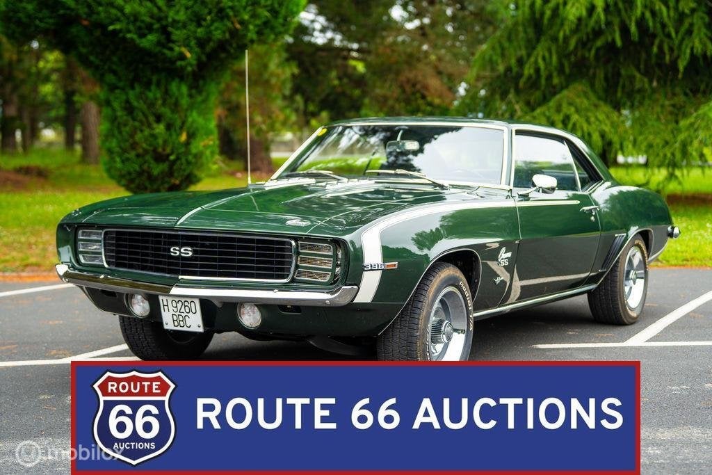 Chevrolet Camaro SS 396 | 1969 | Route 66 Auctions, Auto's, Chevrolet, Zwart, Bedrijf, Handgeschakeld