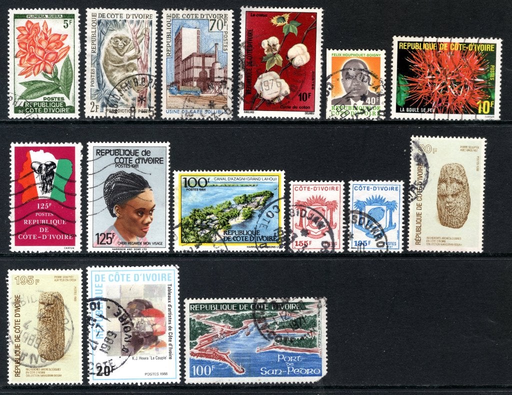 COTE D'IVOIRE Lot de timbres timbrés, Envoi, Autres pays, Affranchi