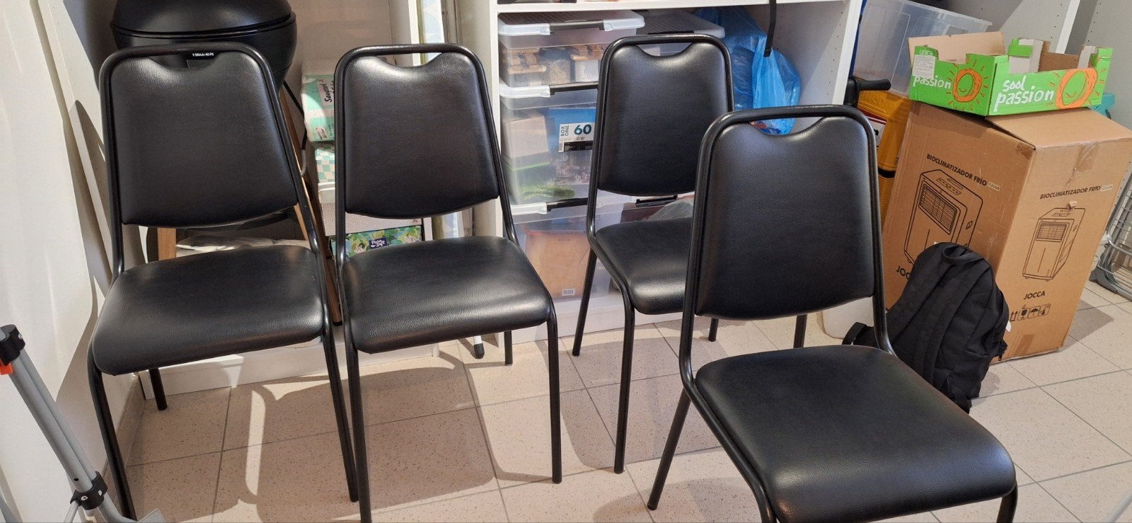 Eetkamer stoelen 4stuks, Huis en Inrichting, Ophalen, Zwart, Leer