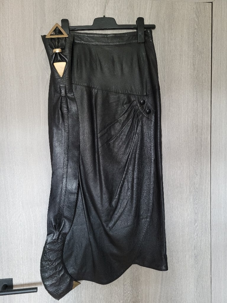 Damesrok leder, Kleding | Dames, Ophalen, Zwart, Zo goed als nieuw, Maat 36 (S)