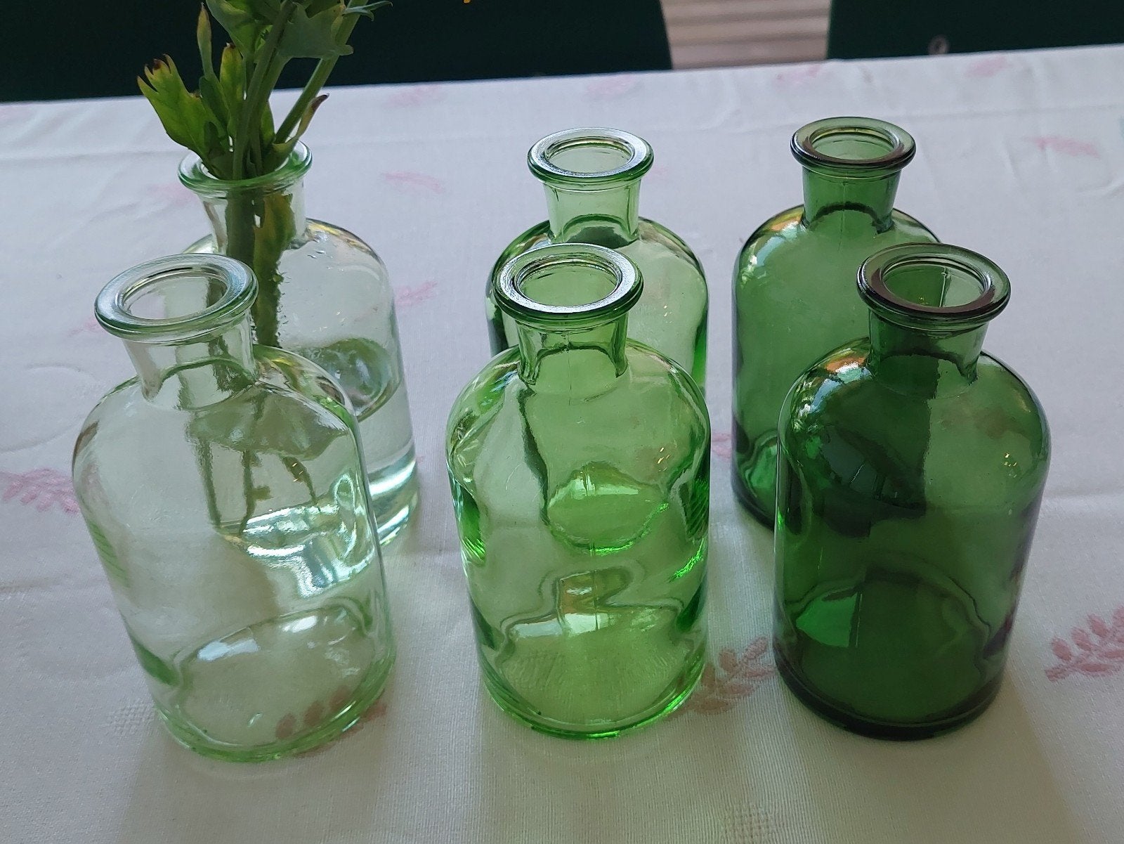 Vaasjes groen 13 cm x 6,5 diam, Huis en Inrichting, Ophalen of Verzenden