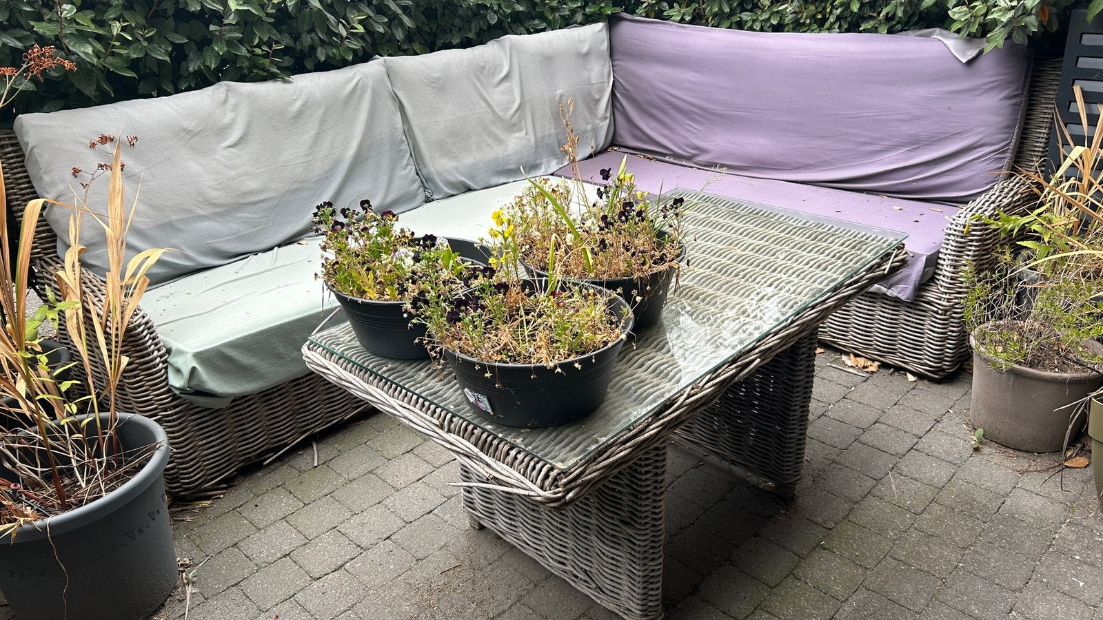 Rotan eet-loungeset, Tuin en Terras, Tuinsets en Loungesets, Ophalen, Gebruikt, Rotan, Loungeset