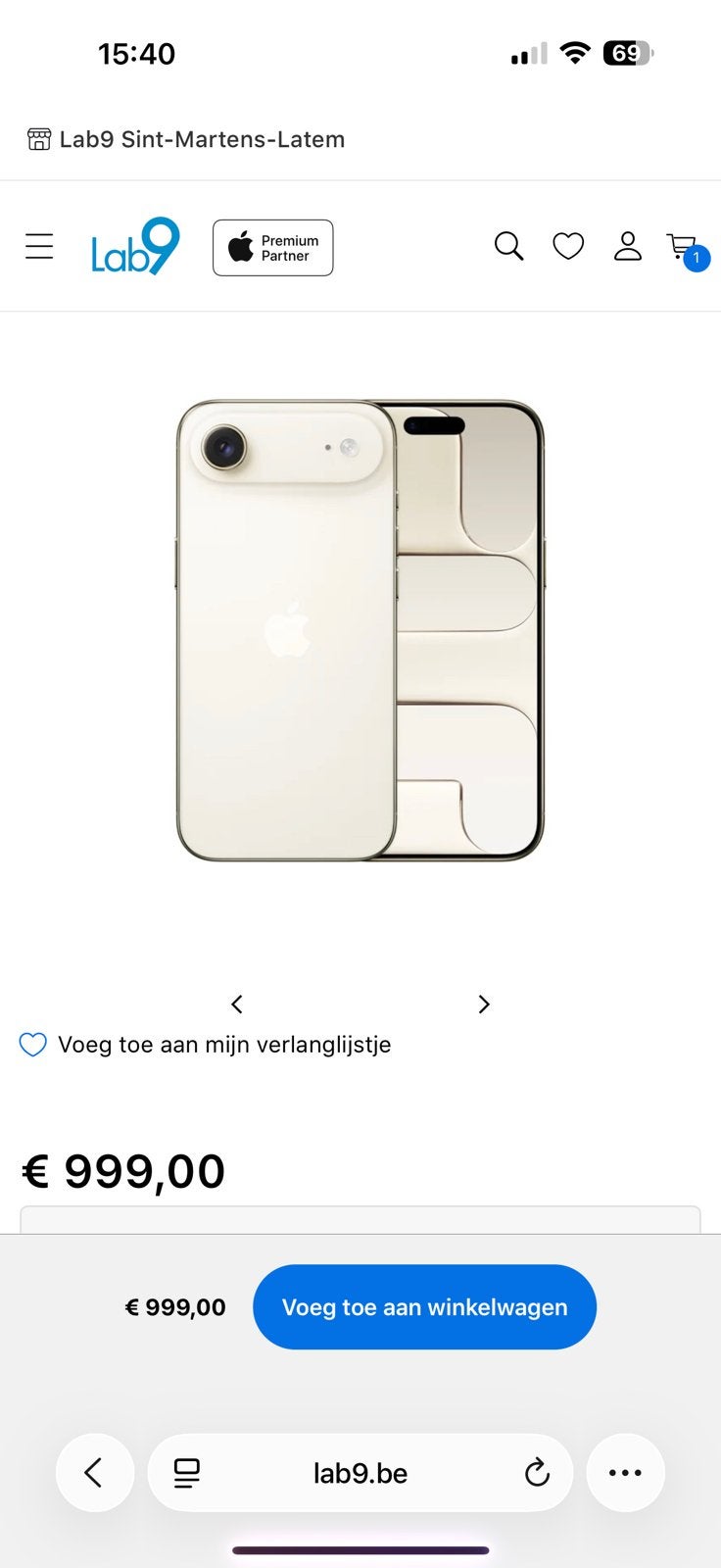 Iphone air 2026 ongebruikt in volledige nieuwstaat 256gb, Télécoms, Enlèvement ou Envoi, Neuf, Apple, Doré