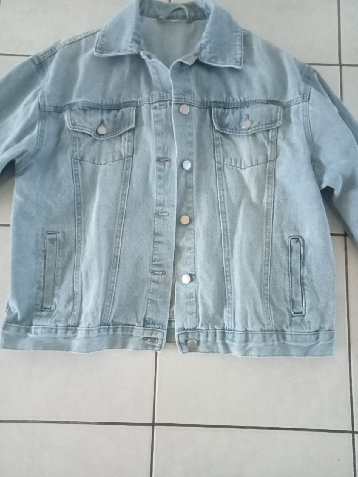 licht blauwe jeans vest L, Ophalen
