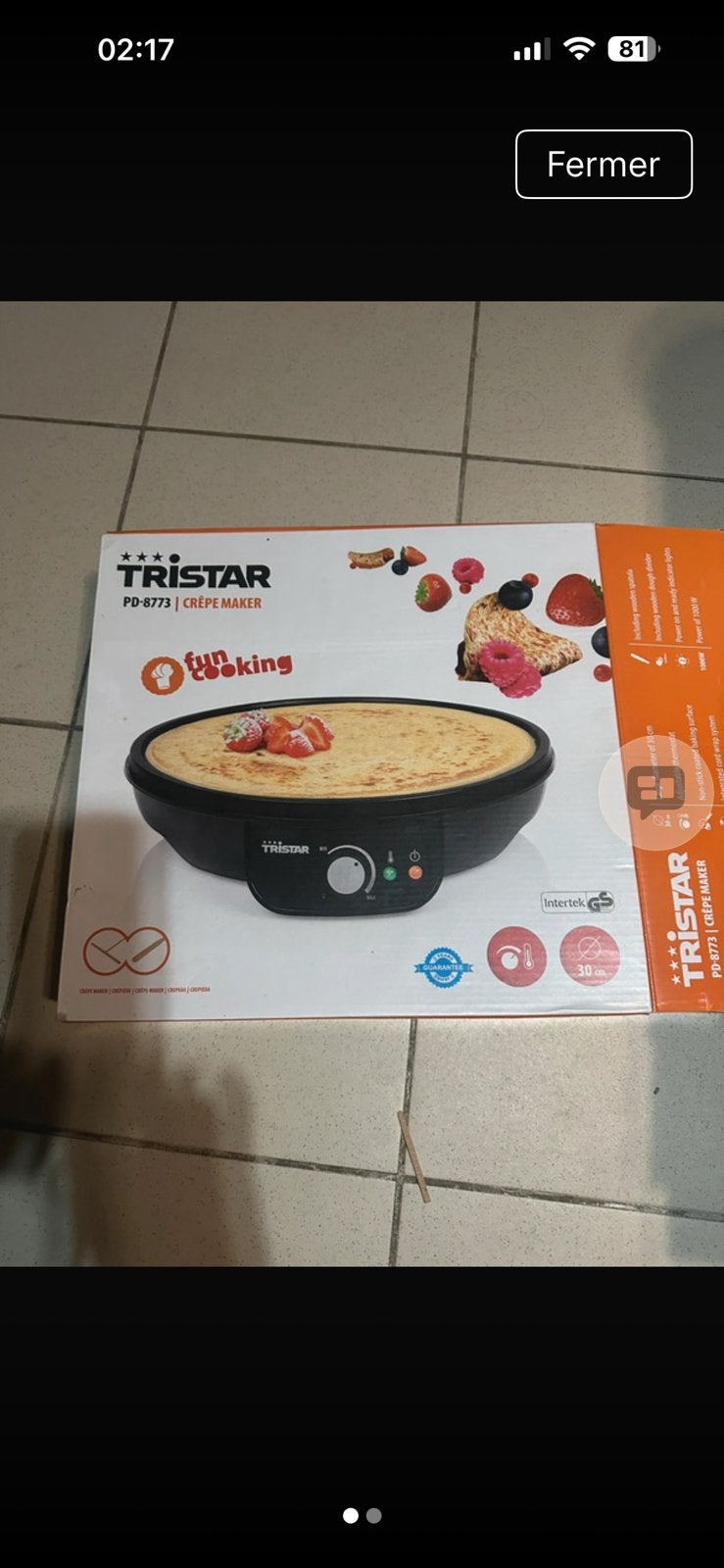 Neuve crepiere  Tristar 30 cm, Electroménager, Enlèvement ou Envoi, Comme neuf