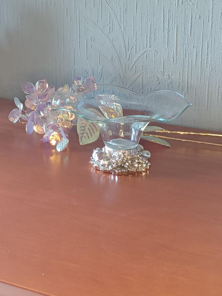 Vintage Italiaanse Murano Stijl Sierschaal op Voet, Ophalen of Verzenden