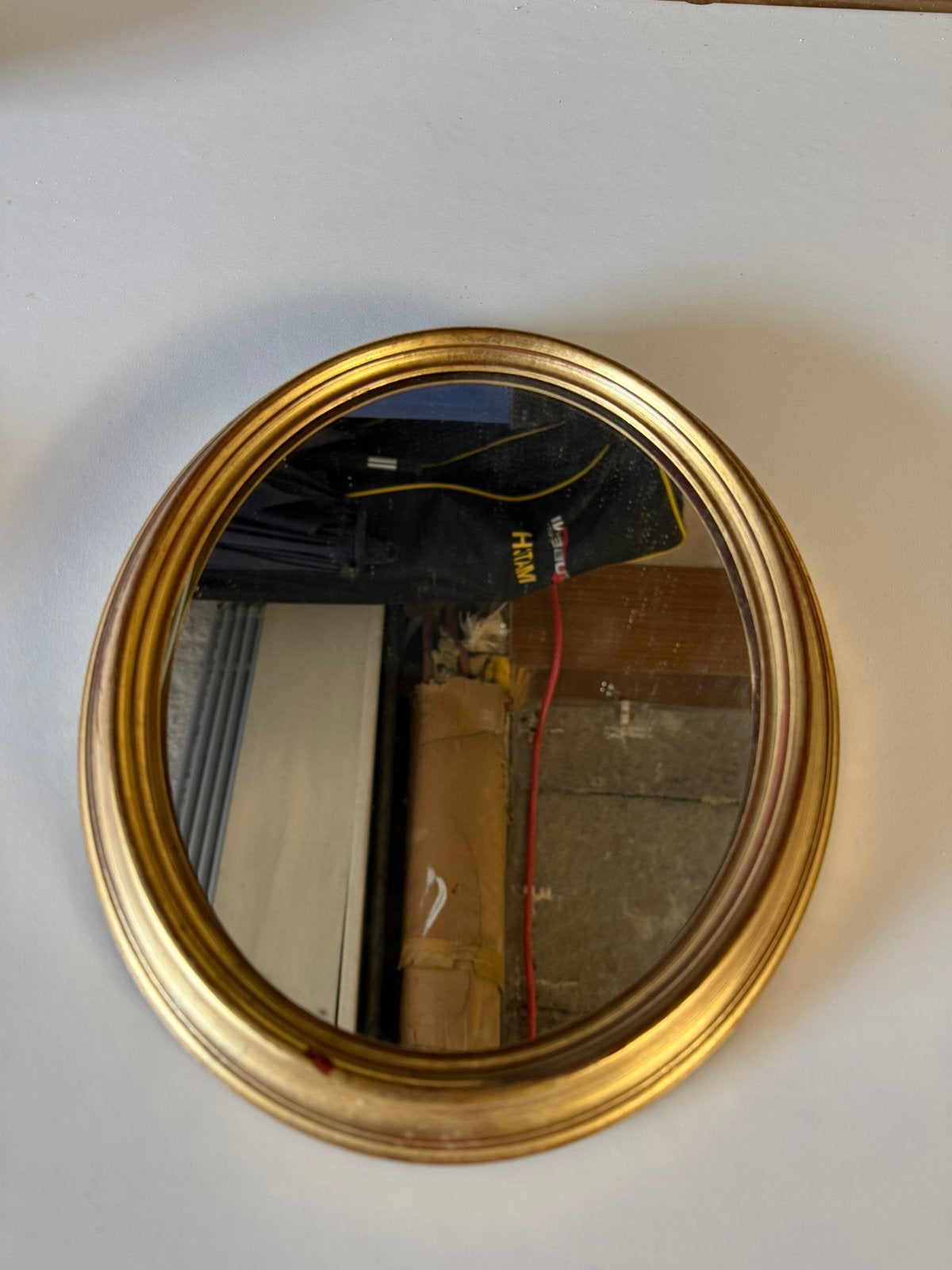 Prachtige Vintage Ovale Spiegel-Goud/Verguld–Made in Belgium, Antiek en Kunst, Antiek | Spiegels, Ophalen, Ovaal, Minder dan 50 cm
