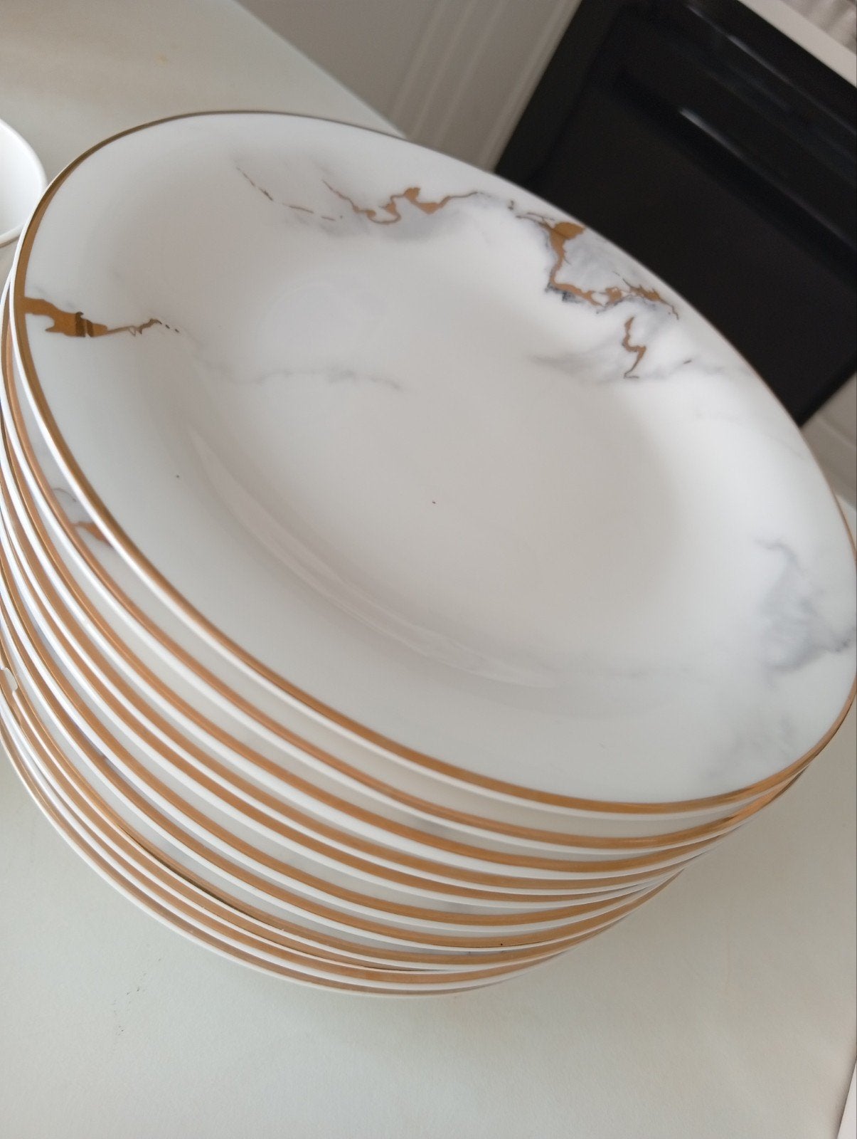 Prachtig luxe marmer/goud servies Bricard Porcelain (Uitzet, Antiek en Kunst, Ophalen