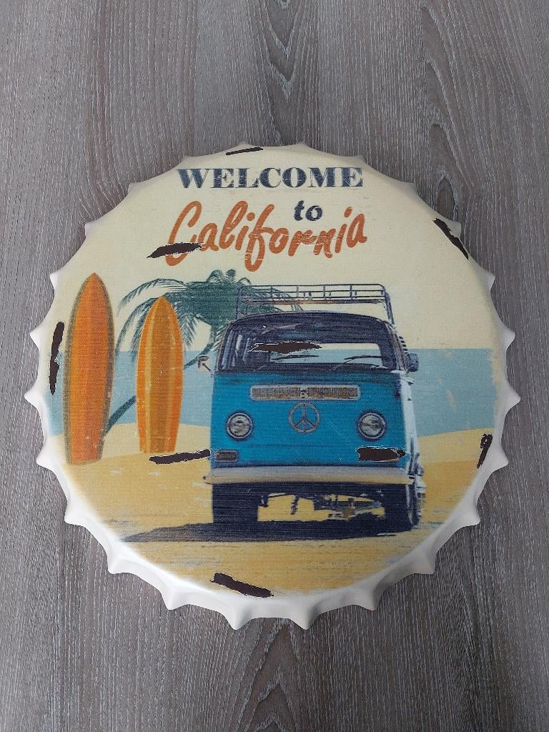Metalen wanddecoratie kroonkurk, Ophalen, Metaal, Boho, Geel