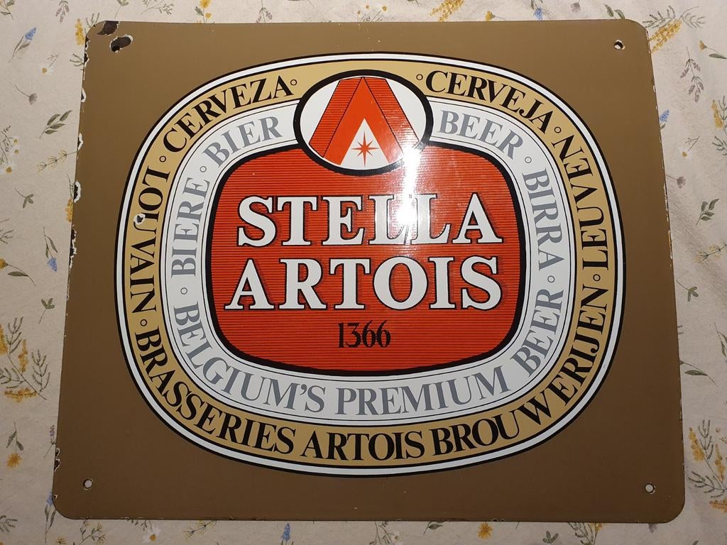 Emaille Reclamebord - Stella Artois -, Verzamelen, Ophalen of Verzenden, Gebruikt, Reclamebord, Plaat of Schild, Stella Artois