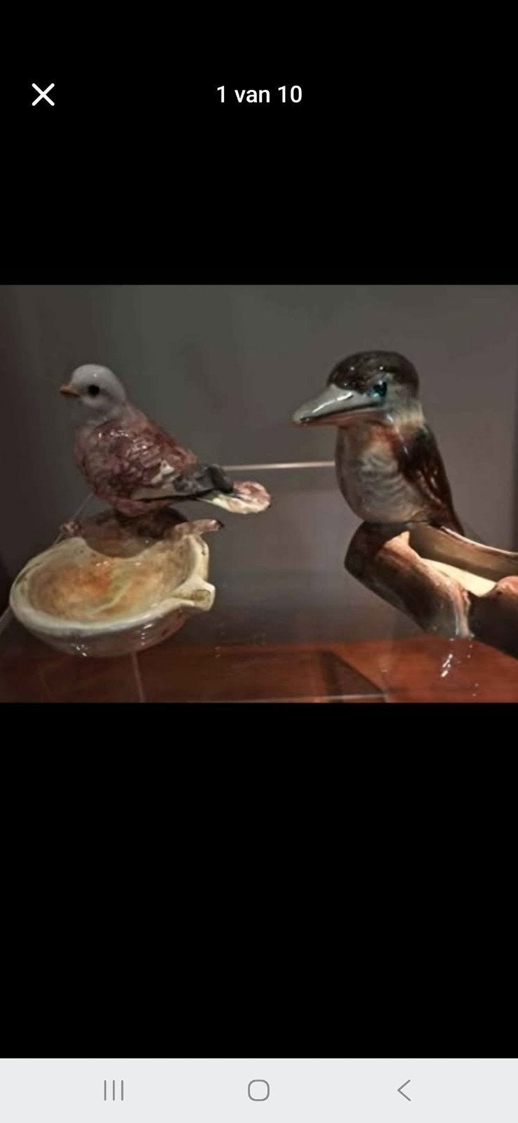 Prachtige  set van 2 karaktervolle, vintage vogelbeeldjes, Antiek en Kunst, Curiosa en Brocante, Ophalen of Verzenden
