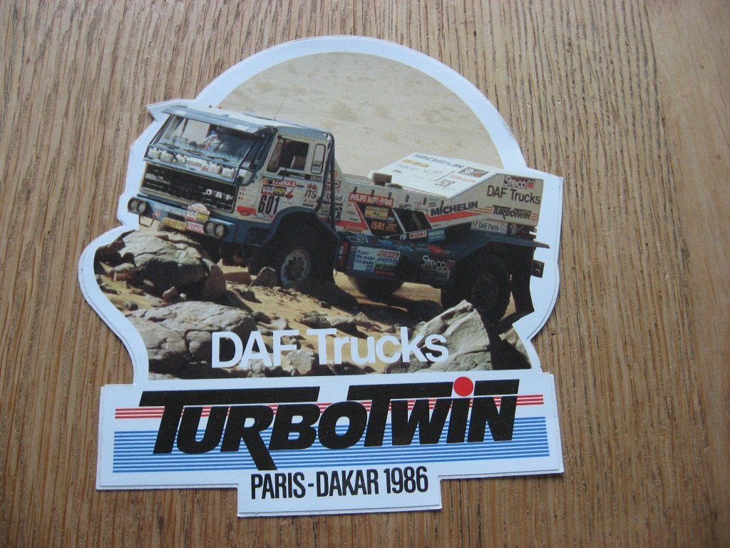 Sticker Daf Trucks TurboTwin Paris-Dakar 1986 13,5 x 14 cm, Collections, Enlèvement, Neuf, Voiture ou Moto