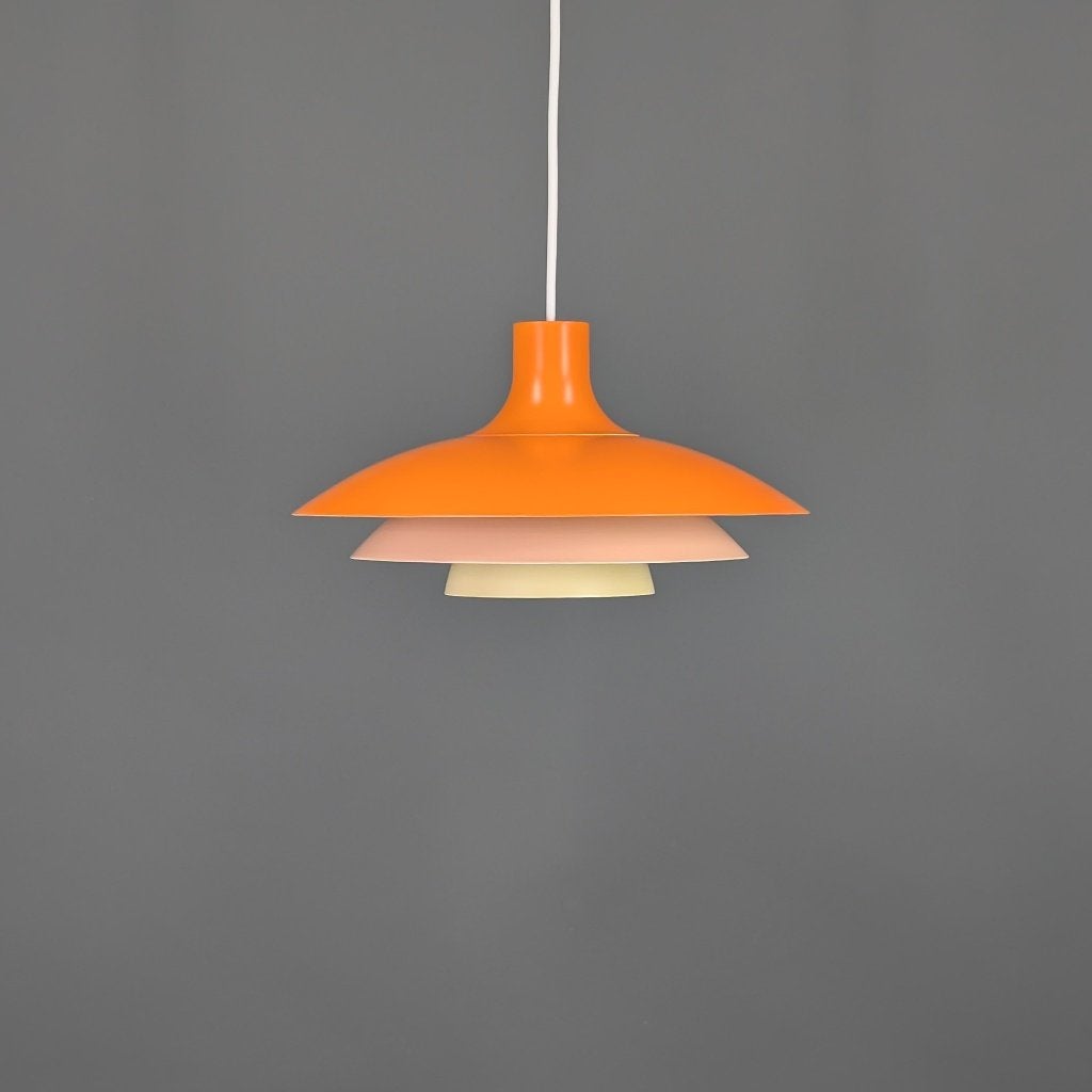 Lampe suspendue scandinave vintage - orange/jaune - Ø35 cm, Synthétique, Scandinavisch, Comme neuf, E27 (grand)