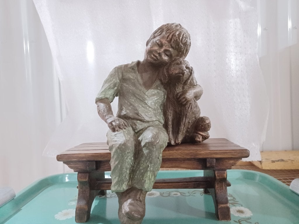 beeld Jongen met hond uit keramiek, Ophalen