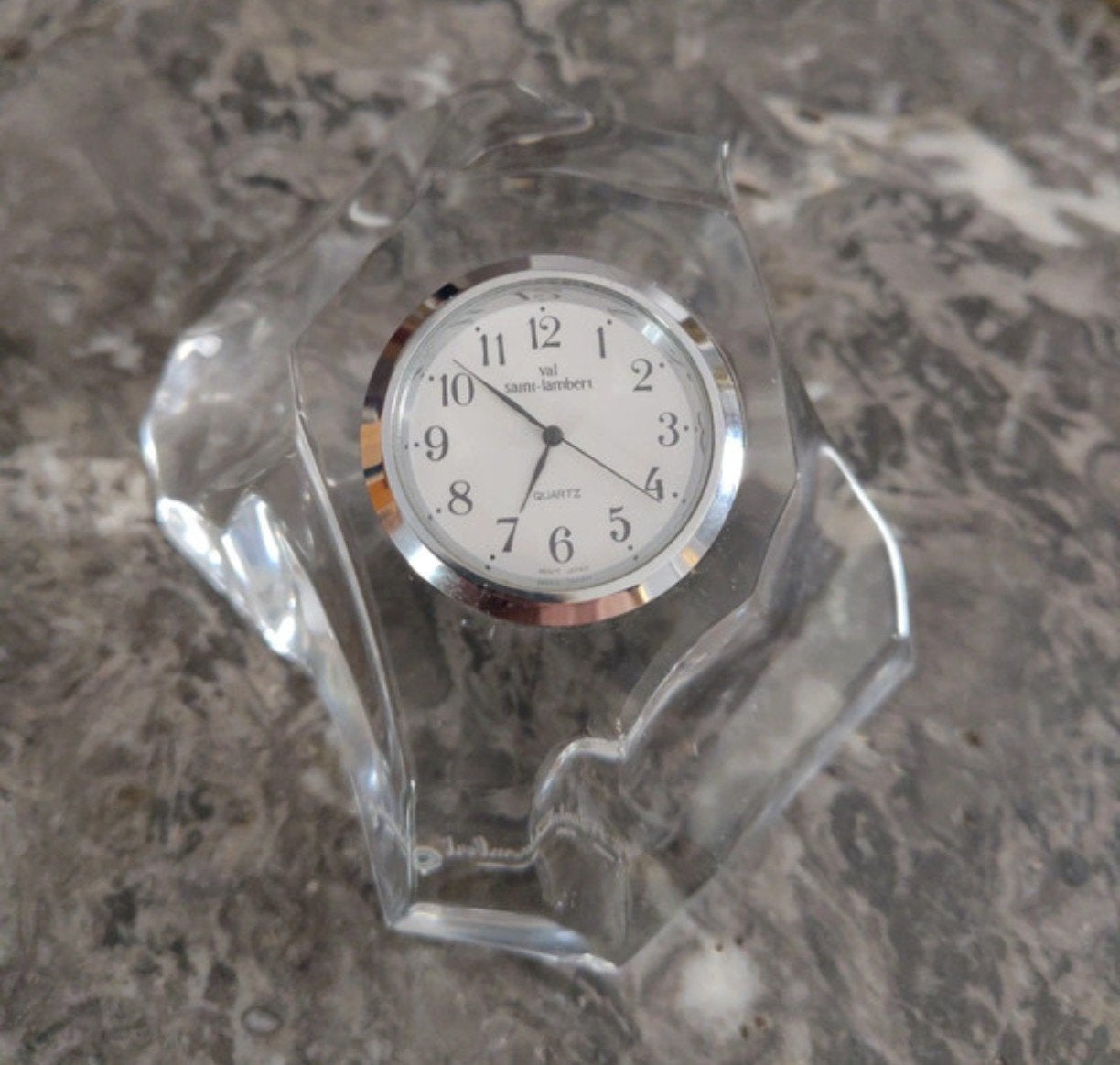 horloge cristal Val Saint-Lambert, Antiquités & Art, Enlèvement ou Envoi