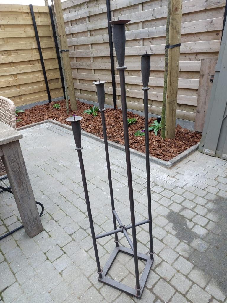 kandelaar voor 4 kaarsen metaal, Ophalen of Verzenden, Gebruikt