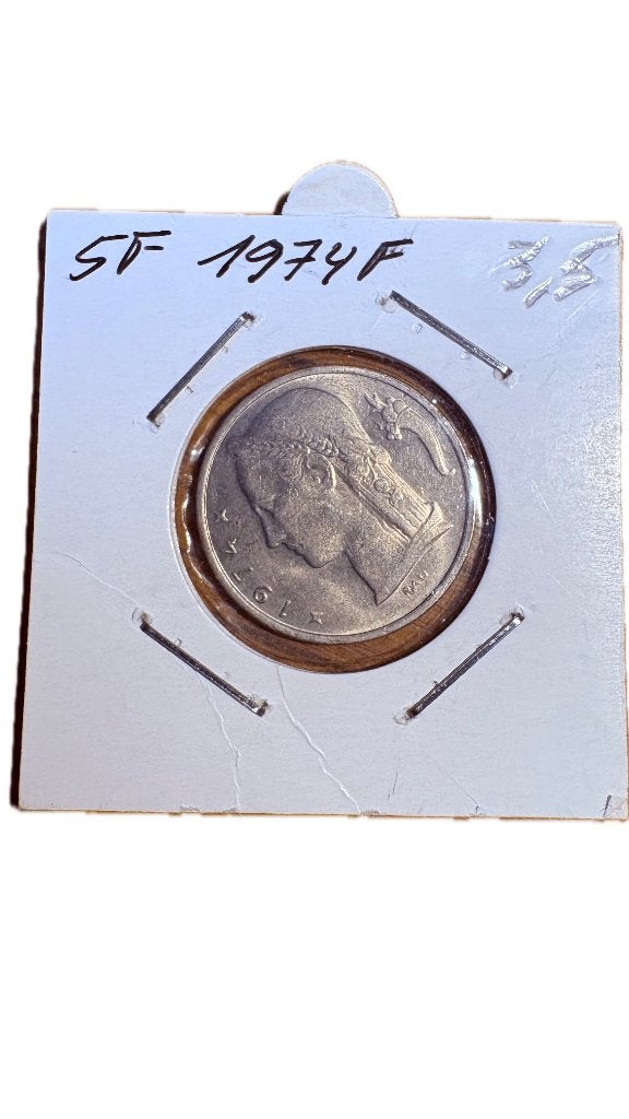 BAUDOUIN I : 5 FRANCS 1974F, Timbres & Monnaies, Enlèvement ou Envoi