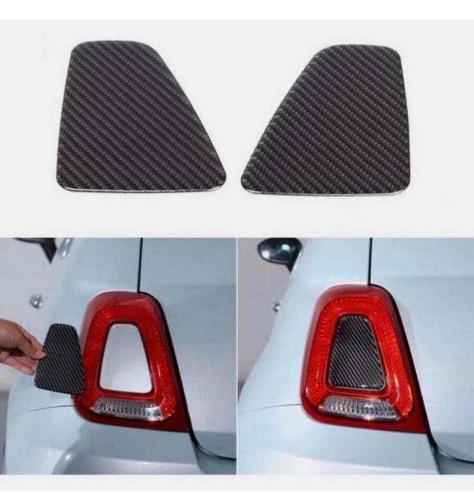 Fiat 500 Abarth 595 Carbon achterlicht cover kap-sticker set, Auto diversen, Autostickers, Ophalen of Verzenden