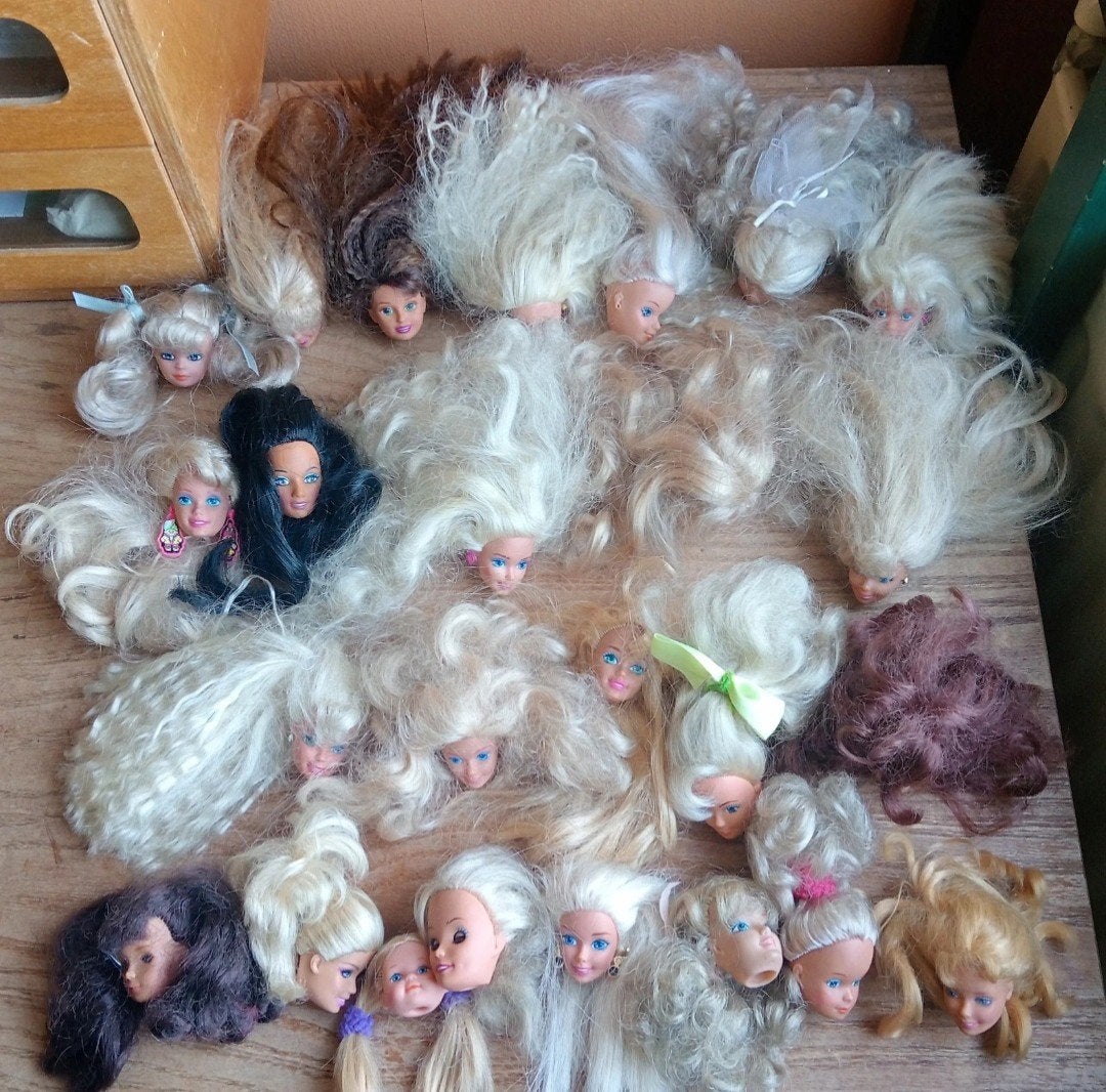 Lot vintage barbie poppen figuren hoofden divers, Kinderen en Baby's, Speelgoed | Poppen, Verzenden, Gebruikt, Barbie