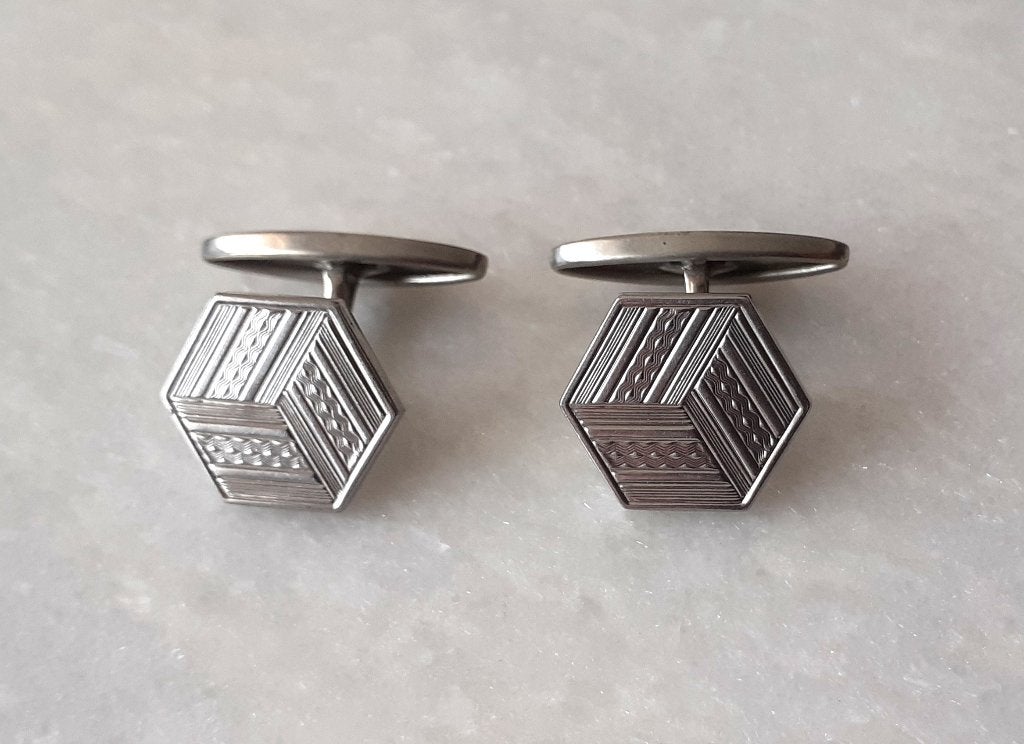 manchetknopen zilver blokje '50 DIAL, Enlèvement ou Envoi, Neuf, Argent