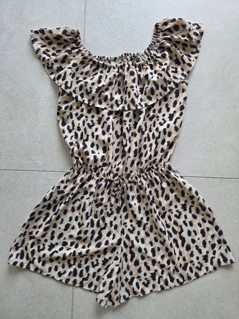 Playsuit met panterprint - Name it - maat 152, Kinderen en Baby's, Broek, Gebruikt, NAME IT., Meisje