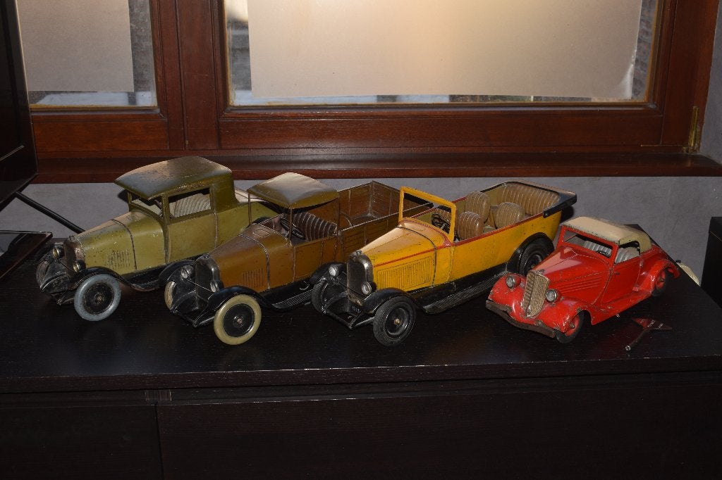 Collectie 4 antiek speelgoed Citroen Renault 1920 1930, Ophalen of Verzenden
