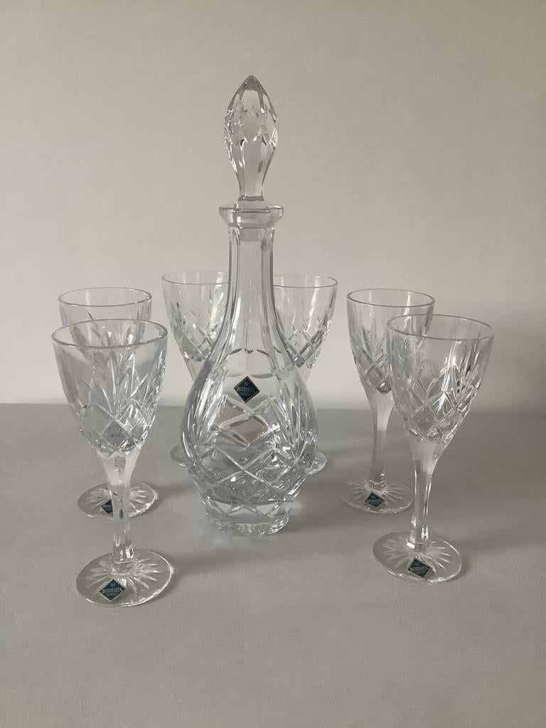 Mooie kristallen set Bohemia karaf met glazen, Antiek en Kunst, Ophalen