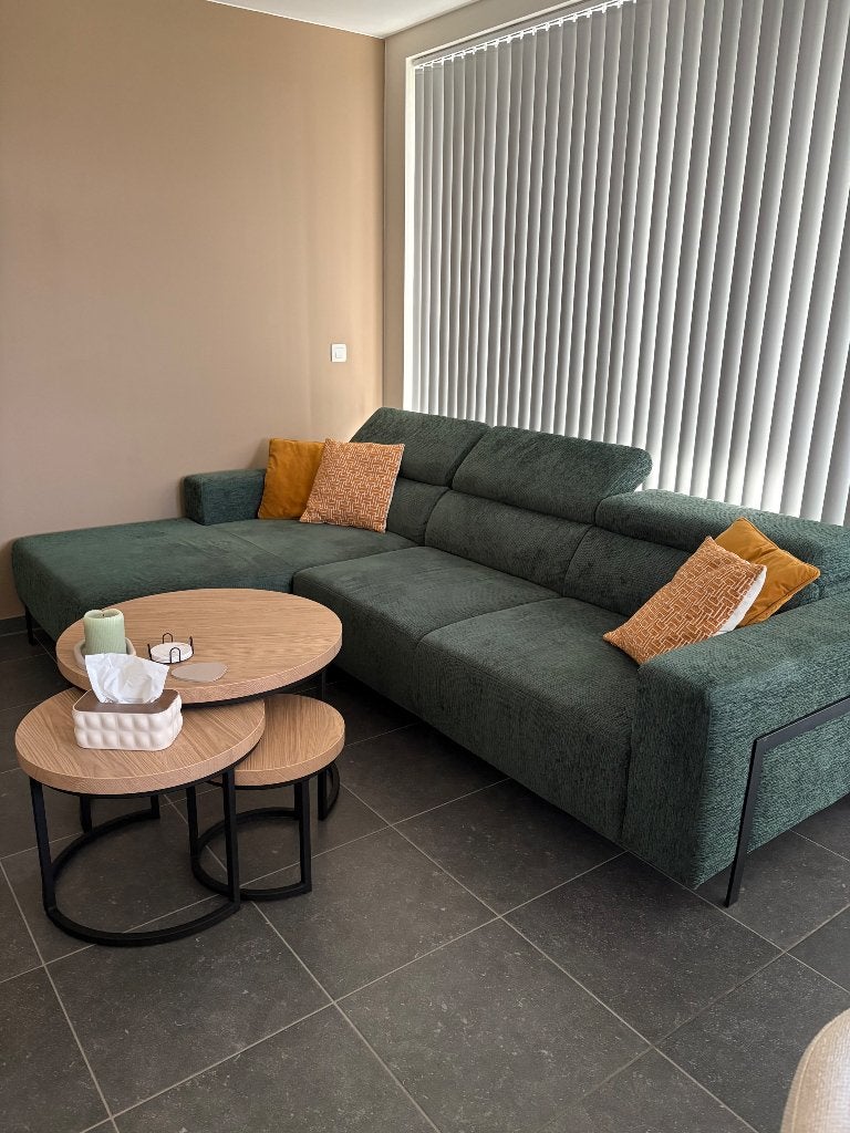 Stijlvolle groene salon met chaise lounge, Maison & Meubles, Canapés | Sofas & Chaises Longues, Quatre personnes ou plus, Comme neuf
