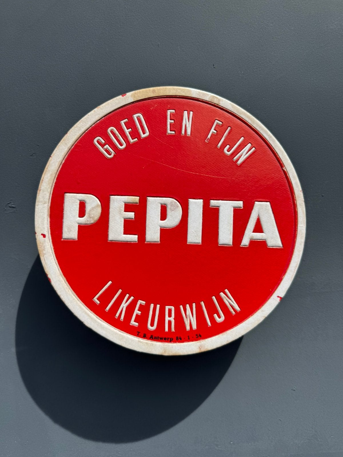PEPITA likeur wijn oud reclame bordje, Verzamelen, Ophalen of Verzenden, Gebruikt, Reclamebord