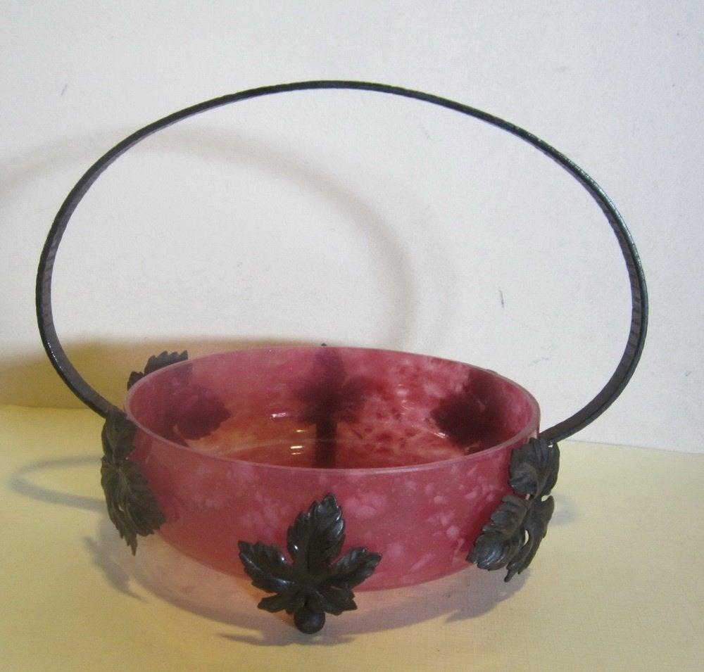 Antieke Lorraine fruitschaal, pate de verre ca 1920, Antiek en Kunst, Antiek | Glaswerk en Kristal, Verzenden