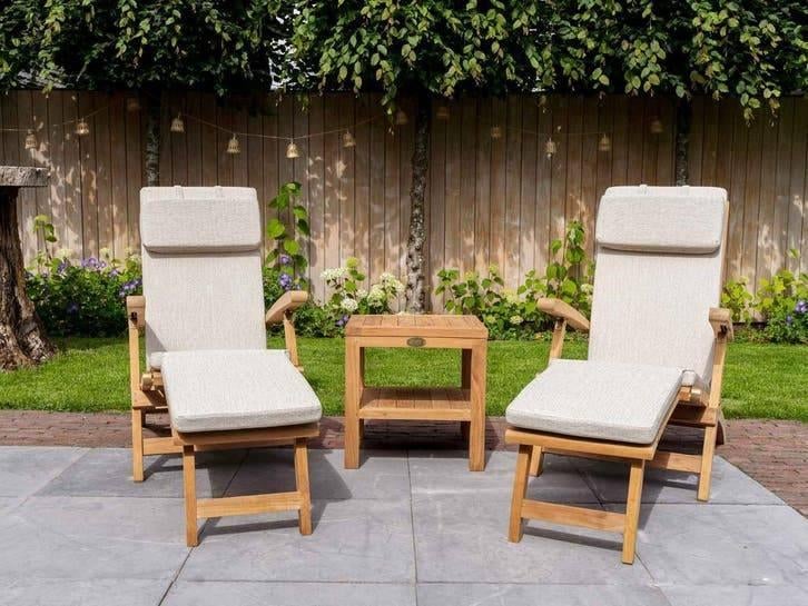 Luxe Inklapbare Ligstoelen | Duurzame Teak Setaanbieding, Tuin en Terras, Ophalen of Verzenden, Teakhout, Inklapbaar