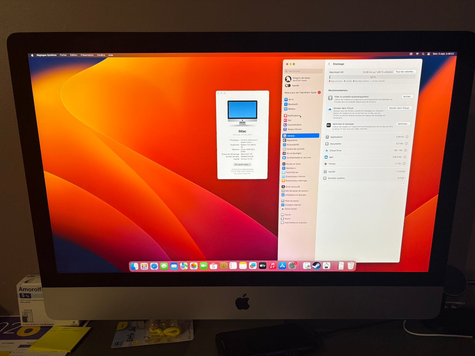 Imac 27 5k , 2017 , intel core i7, Informatique & Logiciels, HDD, 4 Ghz ou plus, Enlèvement, Utilisé