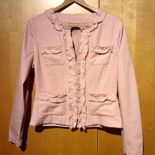 Melvin poederroze blazer / jasje met ruches - Maat M/38, Kleding | Dames, Maat 38/40 (M), Melvin, Ophalen of Verzenden, Zo goed als nieuw
