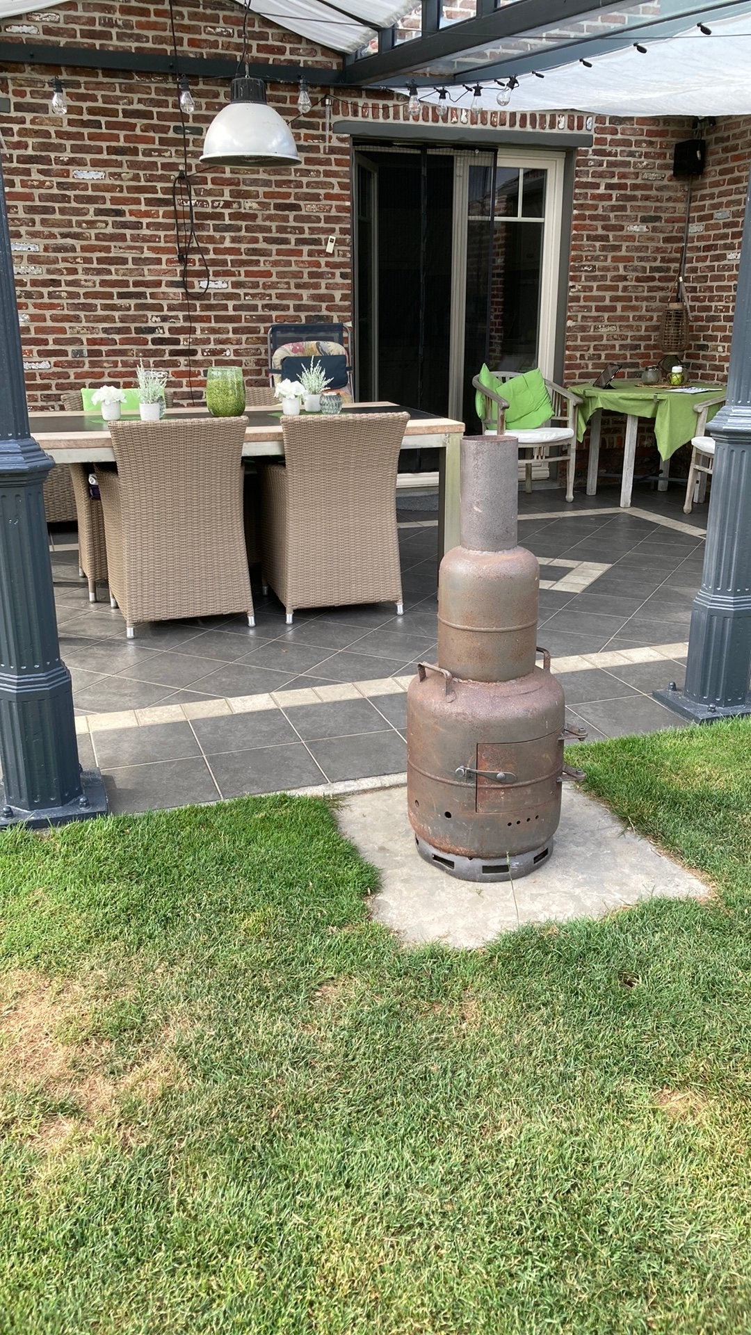 Terras verwarming op hout, Tuin en Terras, Ophalen, Gebruikt