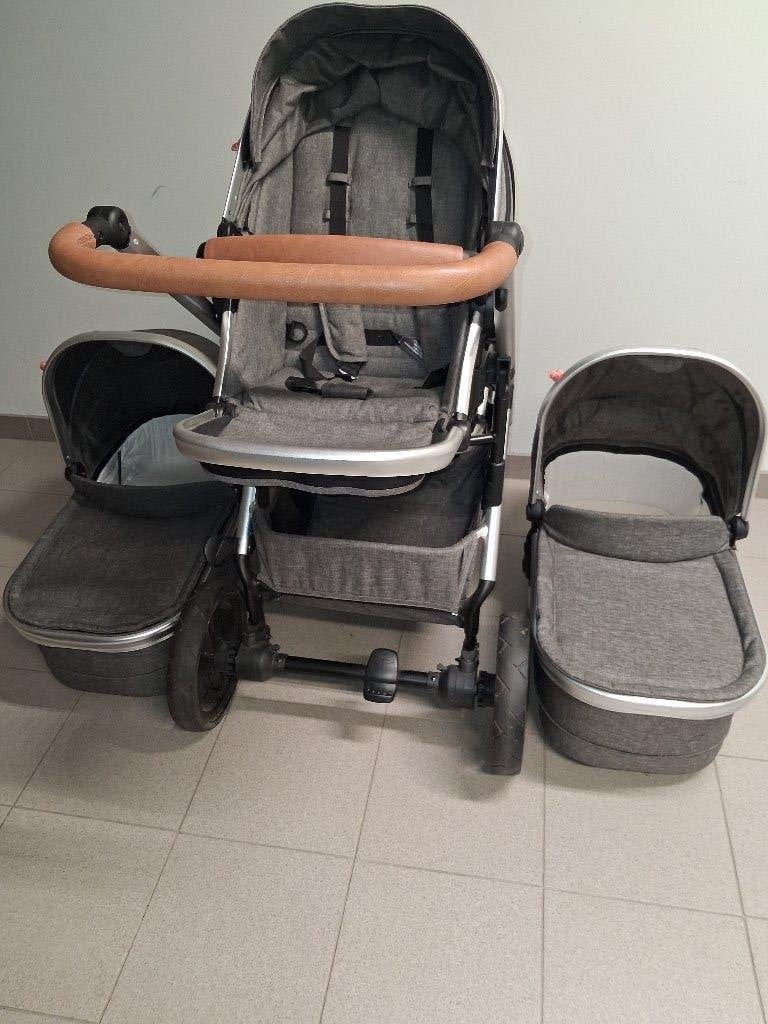 Kinderwagen Pericles 1GO2 tweeling + zitjes + draagmanden, Kinderen en Baby's, Ophalen, Zo goed als nieuw, Kinderwagen of Buggy