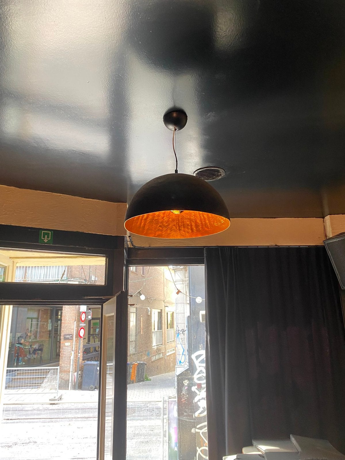Set van 2 design hanglampen Invicta Interior – zwart/koper, Ophalen, Gebruikt, E27 (groot)