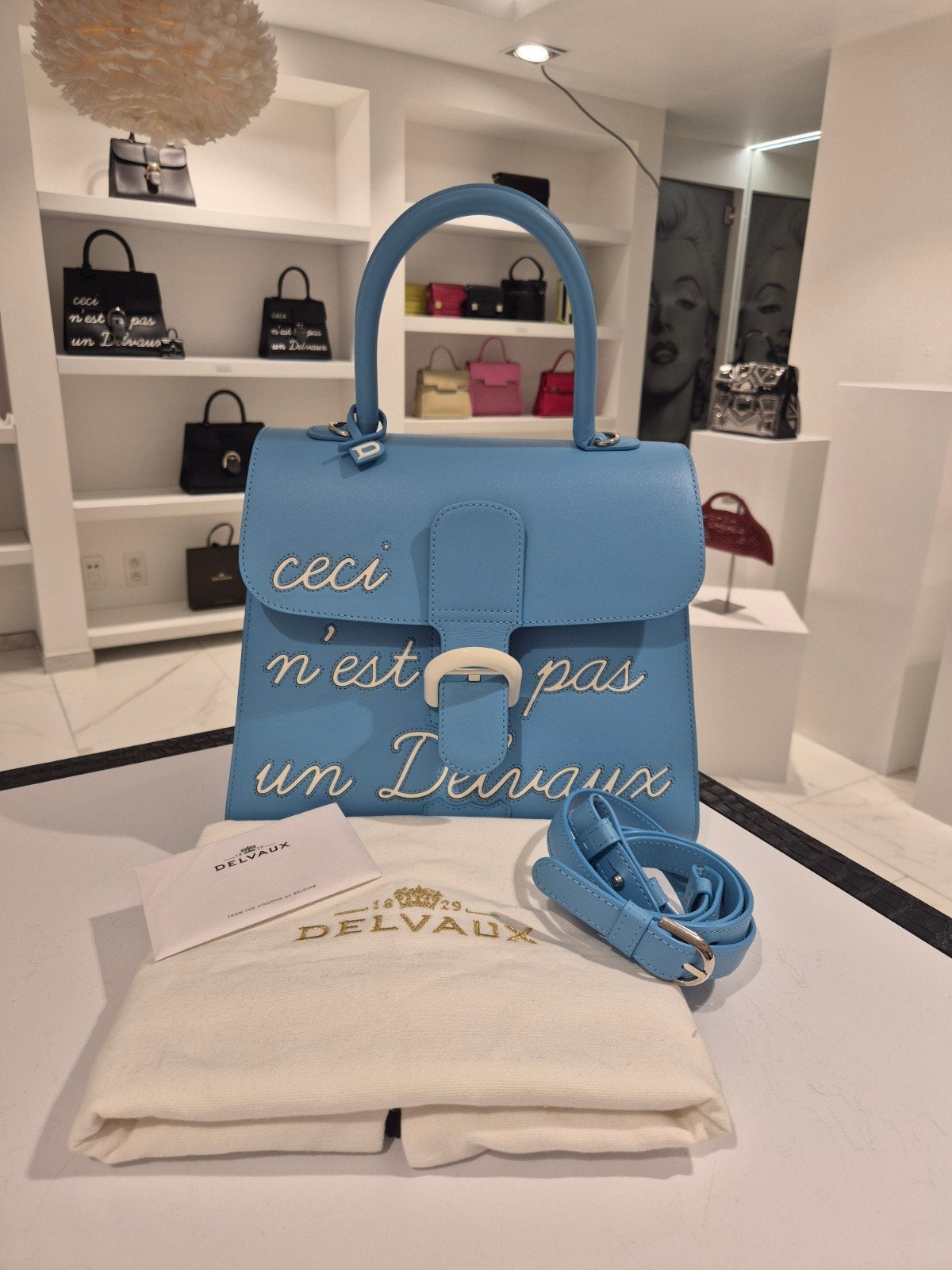 Delvaux Brillant MM L'Humour Ciel, Ophalen, Zo goed als nieuw, Blauw, Handtas