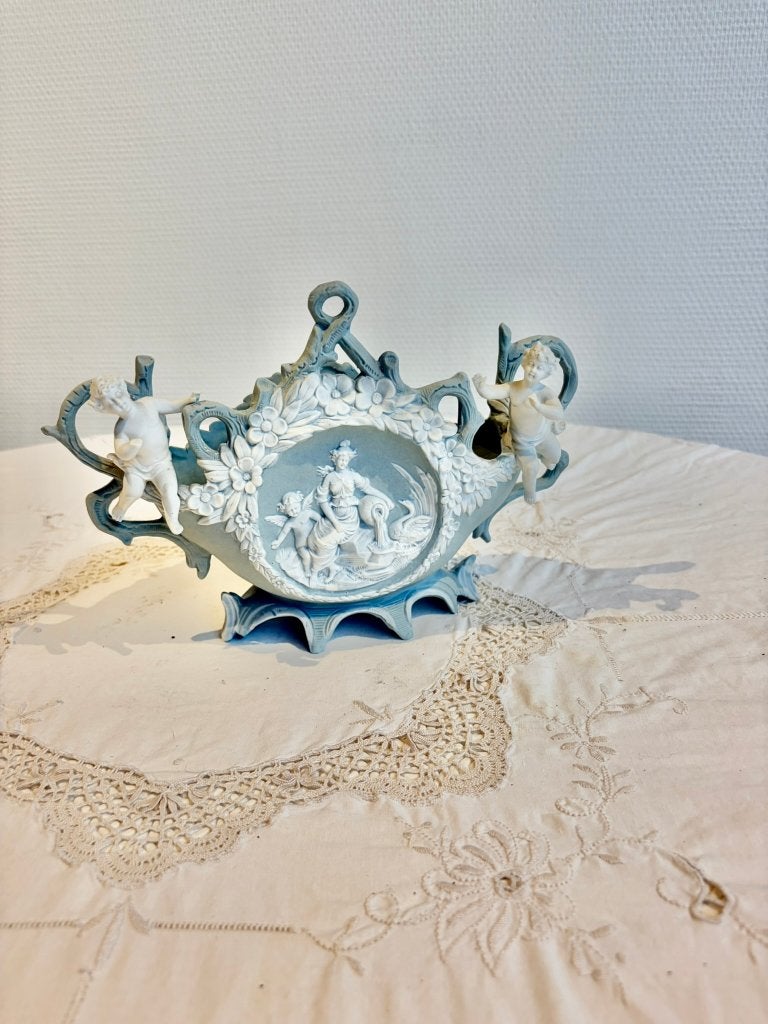 Jardinière/cache-pot vintage en porcelaine avec putti, Enlèvement ou Envoi