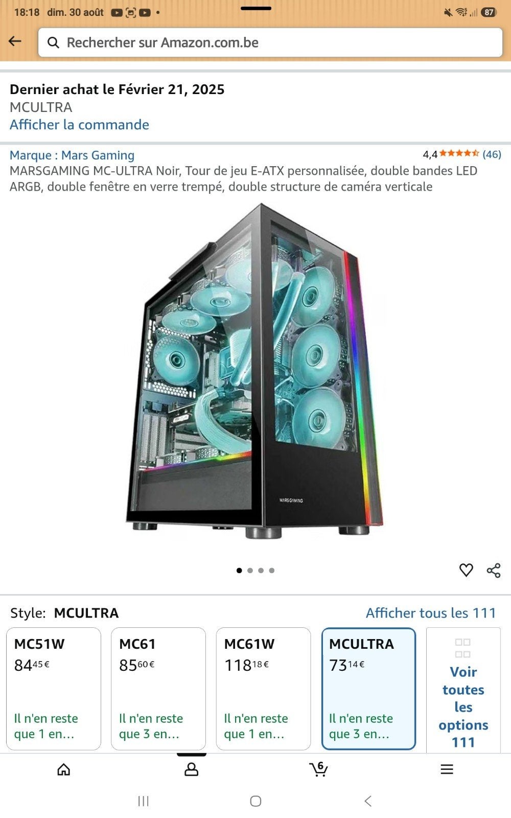 tour pc gaming état neuf atx,  micro atx, RGB, Ophalen of Verzenden