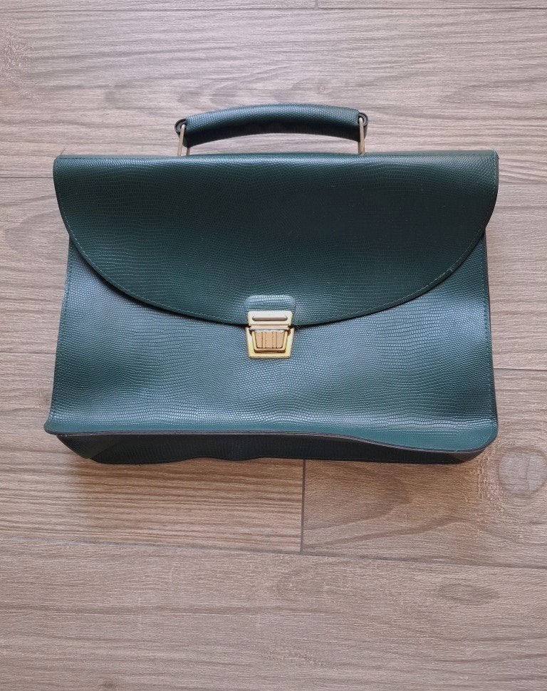 Supermooie Vintage Petrolgroene Soepele Aktetas/Briefcase, Bijoux, Sacs & Beauté, Sacs | Sacs Femme, Enlèvement ou Envoi, Comme neuf