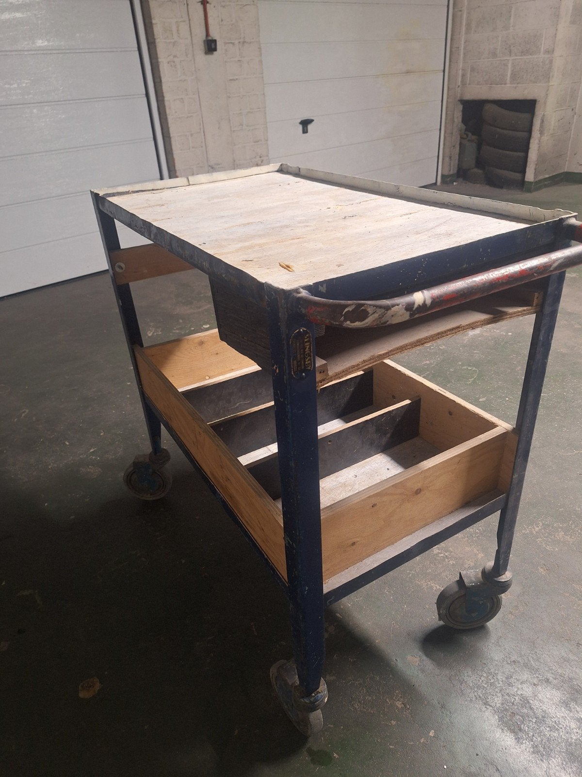 metalen industriele kar vintage op wielen, Ophalen, Gebruikt, Minder dan 70 cm