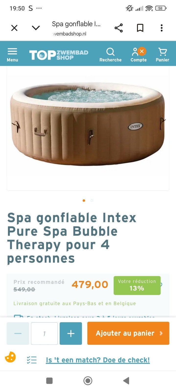 Spa Intex 4 personnes, Tuin en Terras, Ophalen